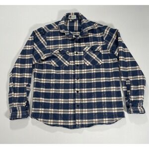 MuskOx Shirt Men's L Blue Red  Flannel Plaid Check Field Grand Heavyweight Chore